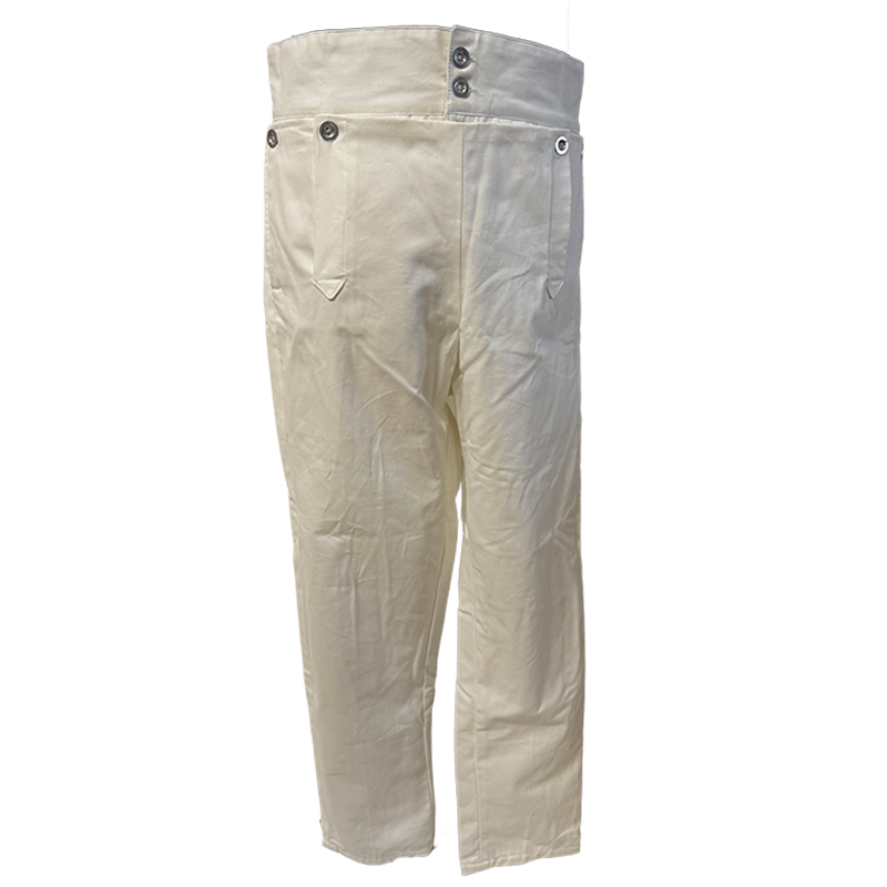 Napoleonische Hose mit Latz – weiße, schwere Baumwolle