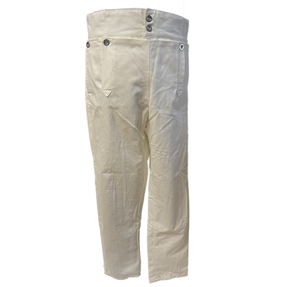 Napoleonische Hose mit Latz – weiße, schwere Baumwolle