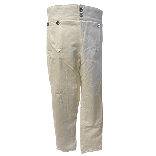 Napoleonische Hose mit Latz – weiße, schwere Baumwolle